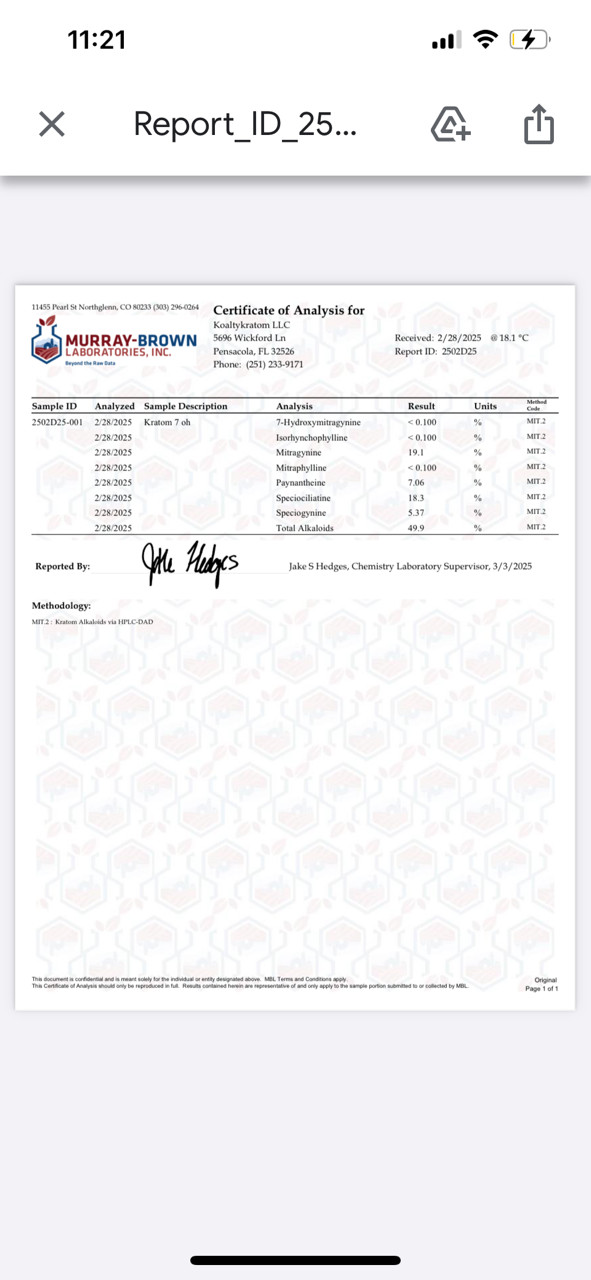 Mighty MIT 50% (with high % minor alkaloids)